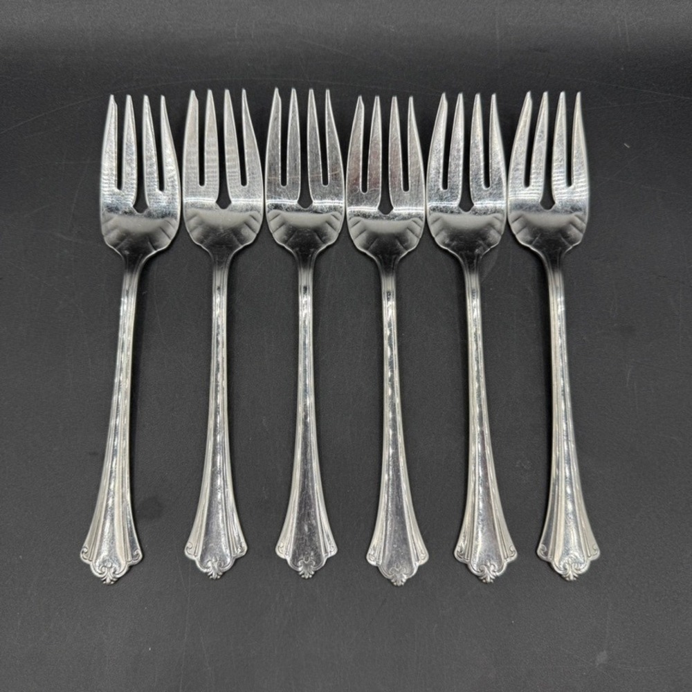 Vintage Oneida Anticipation Salad Fork Set 6 Stainless Steel Silverware 6.75in